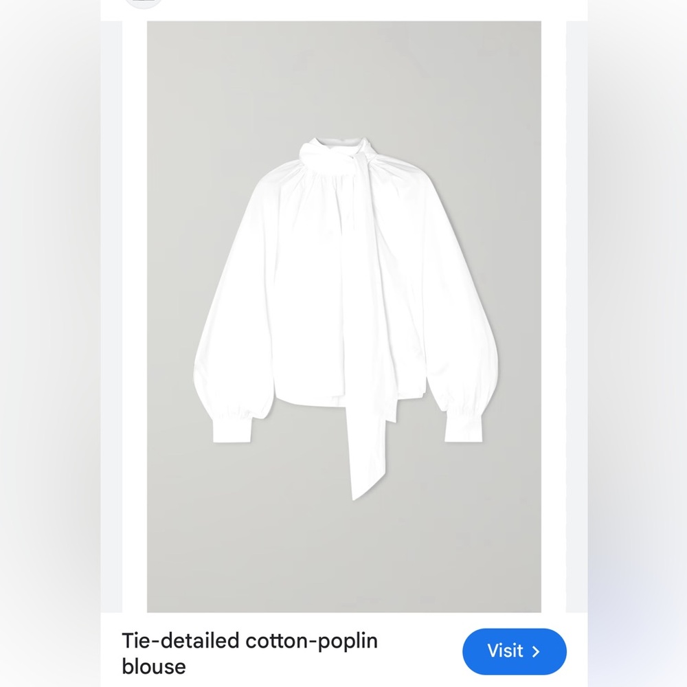 GANNI Tie-detailed cotton-poplin blouse. SIZE 34.